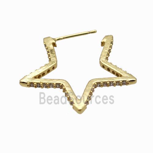 Copper Star Earring Studs Pave Zirconia Gold Plated