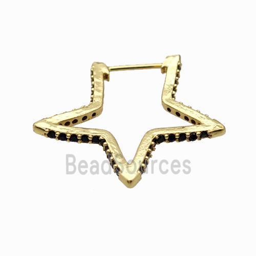 Copper Star Earring Studs Pave Zirconia Gold Plated