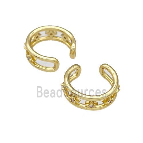 Copper Clip Earrings Pave Zirconia Gold Plated