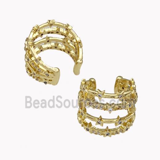 Copper Clip Earrings Pave Zirconia Gold Plated