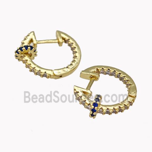 Copper Latchback Earrings Pave Zirconia Gold Plated