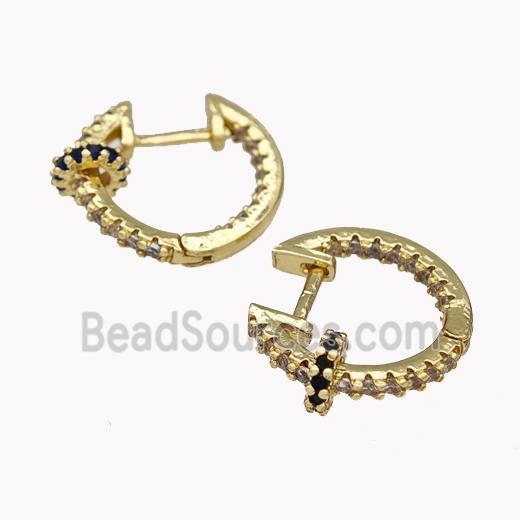 Copper Latchback Earrings Pave Zirconia Gold Plated