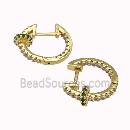 Copper Latchback Earrings Pave Zirconia Gold Plated