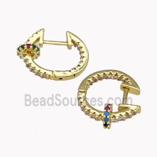 Copper Latchback Earrings Pave Zirconia Gold Plated