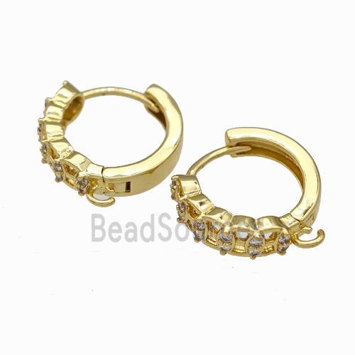 Copper Hoop Earrings Pave Zirconia Gold Plated