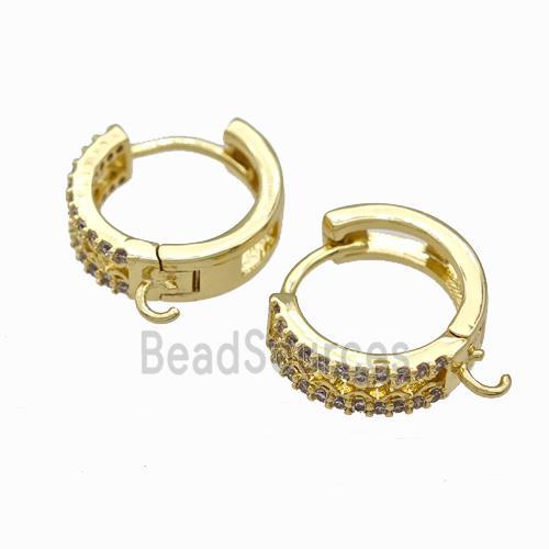 Copper Hoop Earrings Pave Zirconia Gold Plated