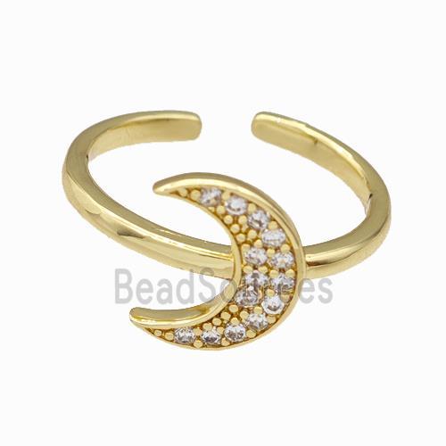 Copper Moon Rings Pave Zirconia Gold Plated