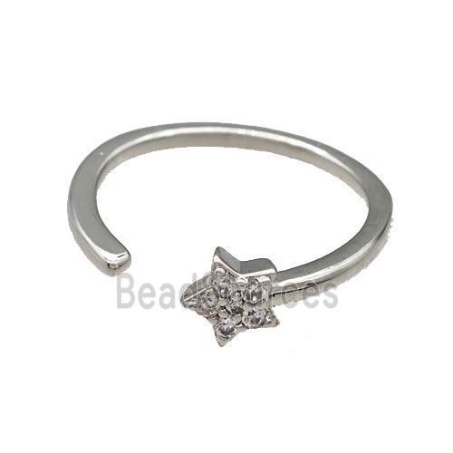 Copper Star Rings Pave Zirconia Platinum Plated