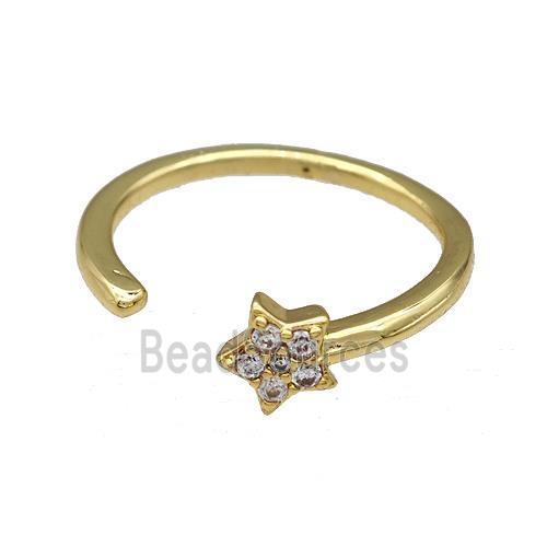 Copper Star Rings Pave Zirconia Gold Plated