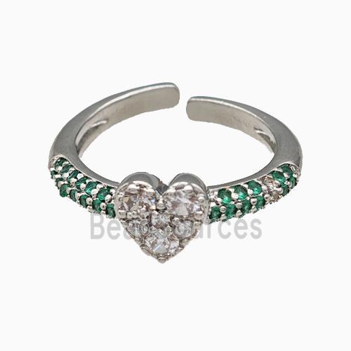 Copper Heart Rings Pave Zirconia Platinum Plated