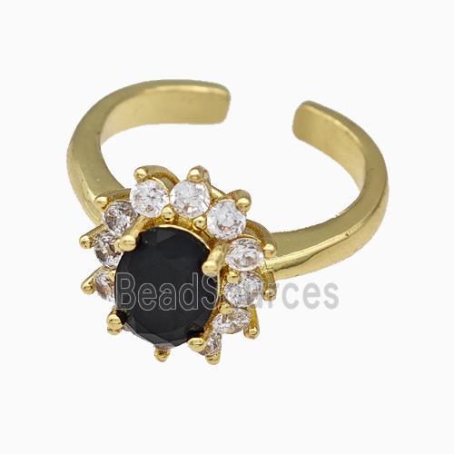 Copper Flower Rings Pave Zirconia Gold Plated