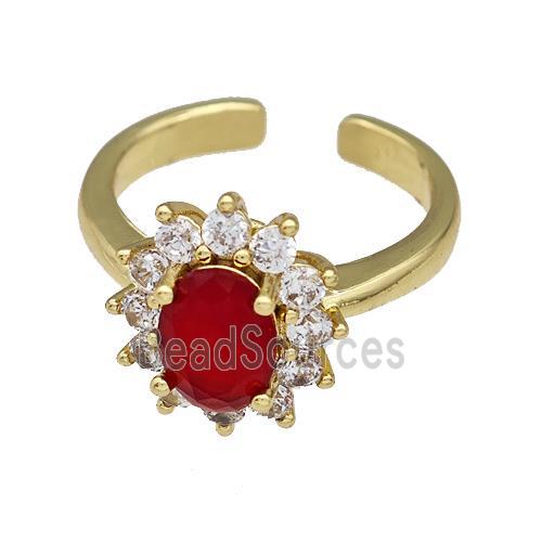 Copper Flower Rings Pave Zirconia Gold Plated