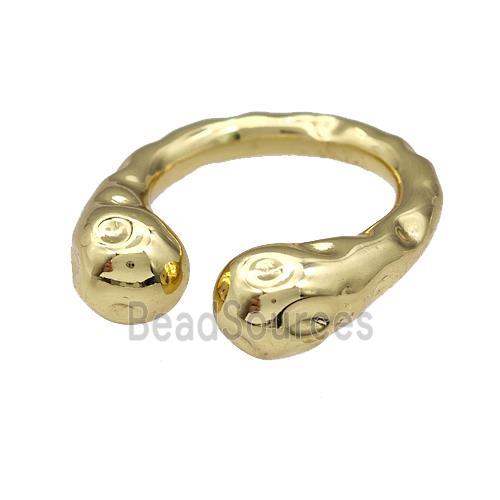 Copper Snake Rings Hammered Gold Plated