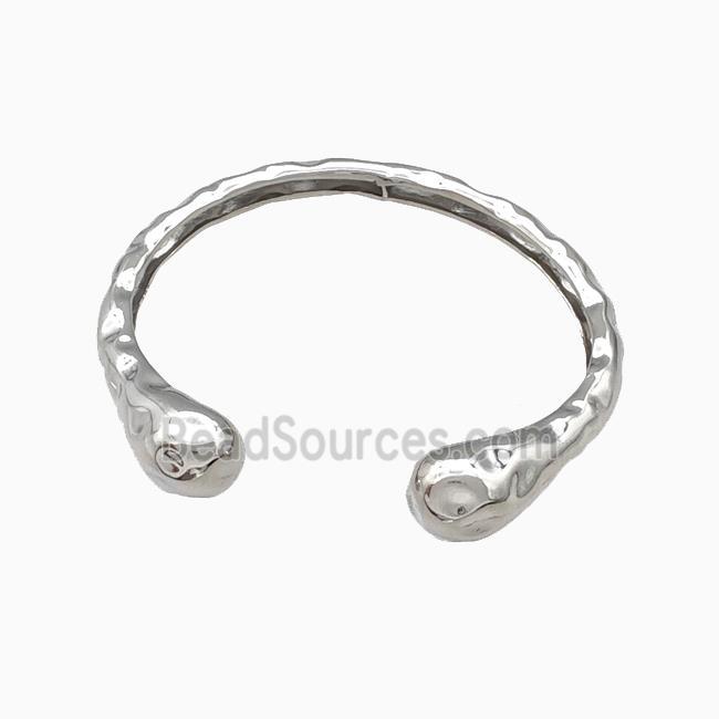 Copper Snake Bangle Hammered Platinum Plated