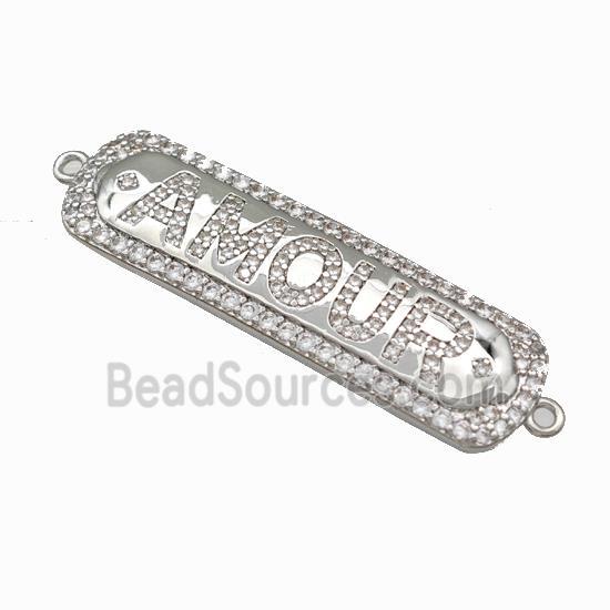 Copper AMOUR Connector Pave Zirconia Platinum Plated