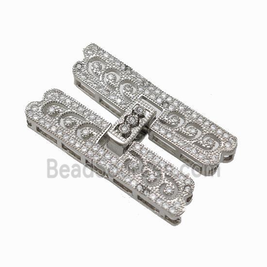 Copper Clasp Pave Zirconia Platinum Plated