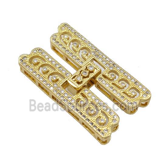 Copper Clasp Pave Zirconia Gold Plated