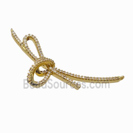 Copper Knot Connector Pave Zirconia Gold Plated