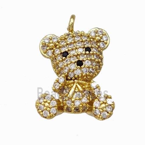 Copper Bear Pendant Pave Zirconia Gold Plated