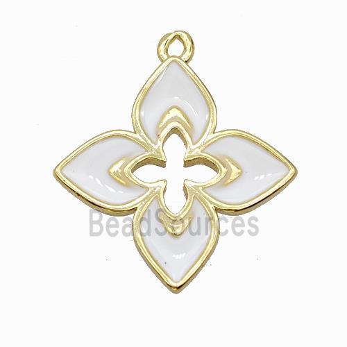 Copper Clover Pendant White Enamel Cross Gold Plated