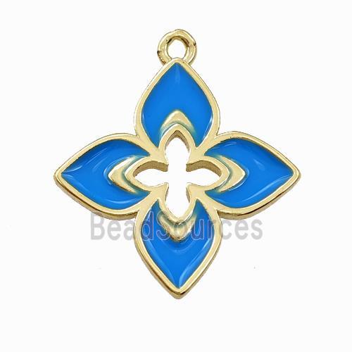 Copper Clover Pendant Blue Enamel Cross Gold Plated