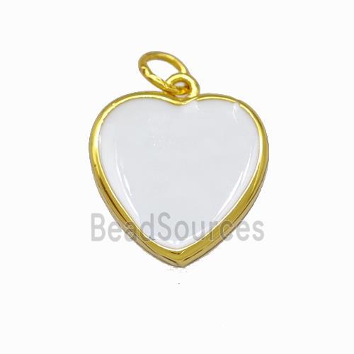 Copper Heart Pendant White Enamel Gold Plated