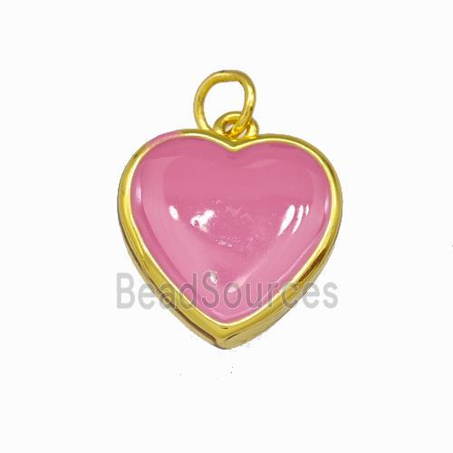 Copper Heart Pendant Pink Enamel Gold Plated