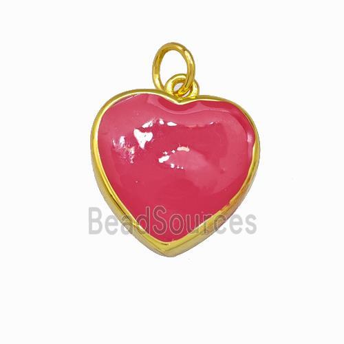 Copper Heart Pendant Red Enamel Gold Plated