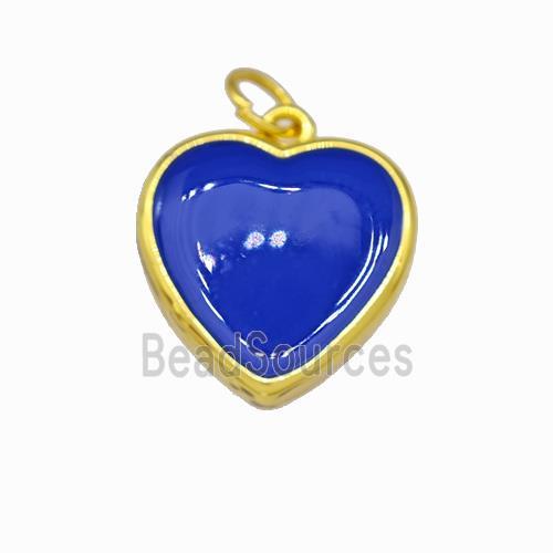 Copper Heart Pendant LapisBlue Enamel Gold Plated