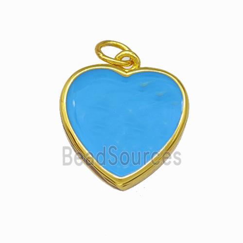 Copper Heart Pendant Blue Enamel Gold Plated