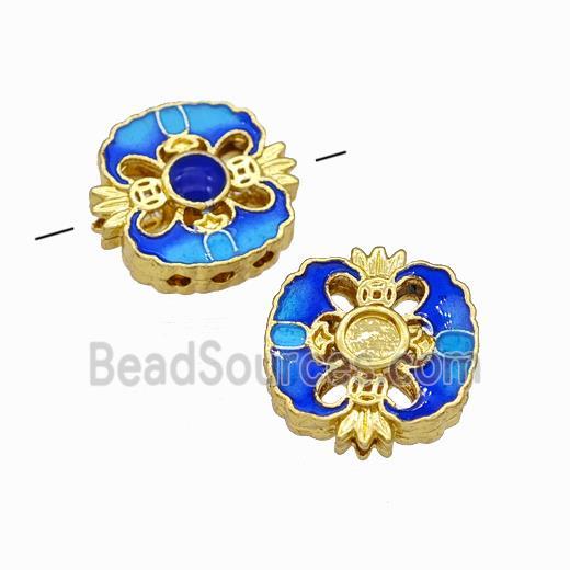 Copper Beads Blue Painted Gold Plated