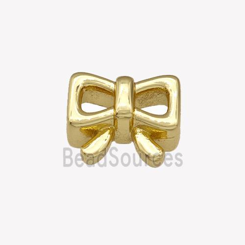 Copper Bow Beads 2Holes Gold Plated