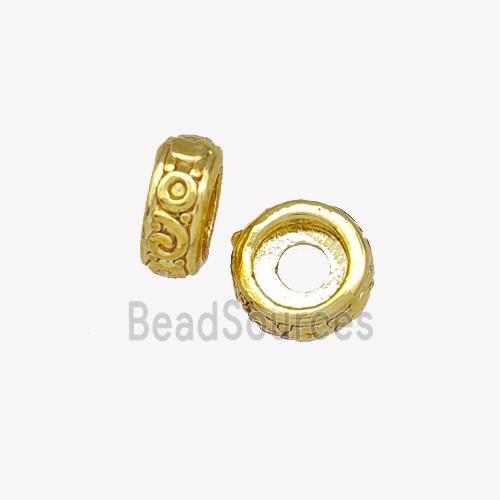 Copper Rondelle Beads Reander Large Hole Gold Plated