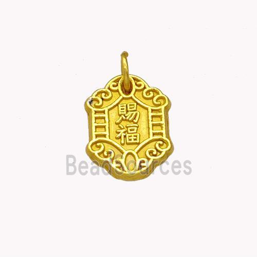 Copper Pendant Chinese Lucky Amulet Gold Plated