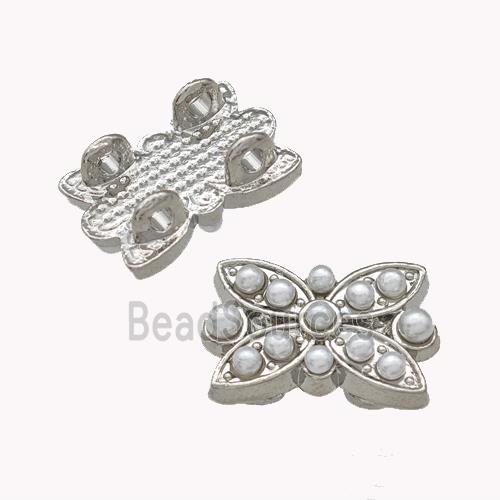 Copper Butterfly Beads Pave Pearlized Resin 2holes Platinum Plated