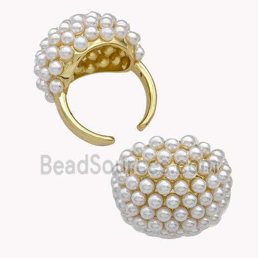 Copper Rings Pave Zirconia Pearlized Resin Gold Plated