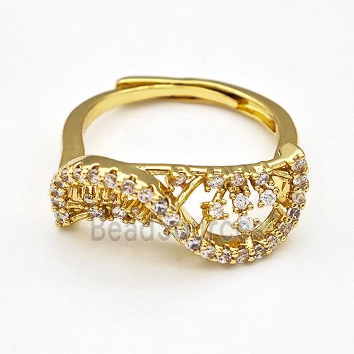 Copper Rings Pave Zirconia Adjustable Gold Plated