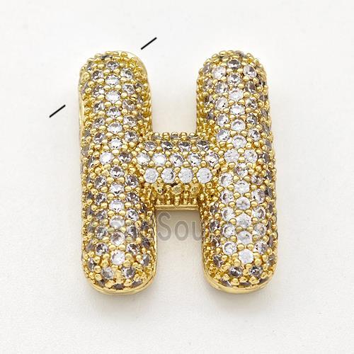 Copper Letter-H Pendant Micro Pave Zirconia Gold Plated