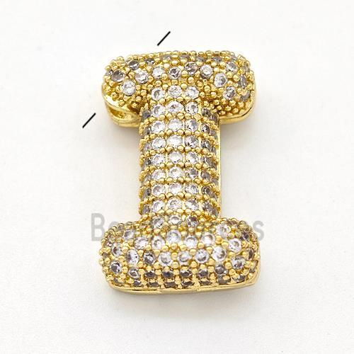 Copper Letter-I Pendant Micro Pave Zirconia Gold Plated