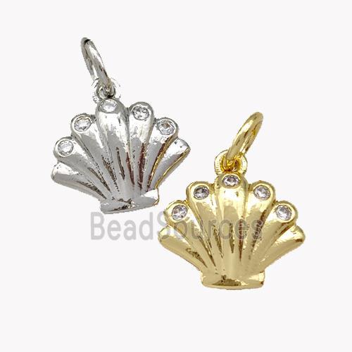 Shell Shaped Copper Pendant Micro Pave Zirconia Mixed