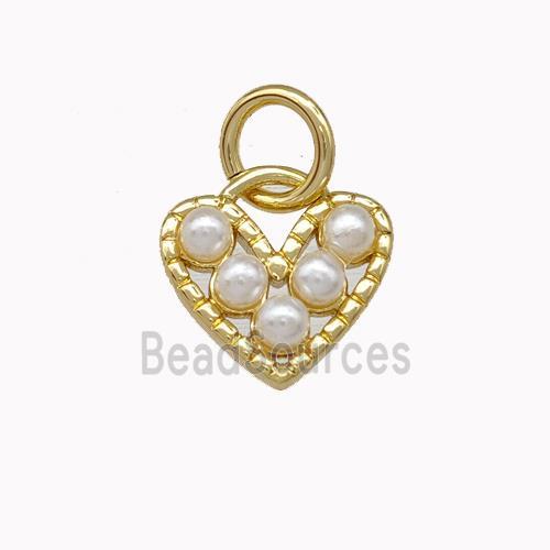 Copper Heart Pendant Micro Pave Pearlized Resin Gold Plated