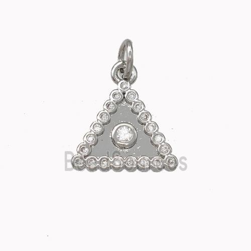 Copper Triangle Pendant Micro Pave Zirconia Platinum Plated