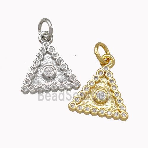 Copper Triangle Pendant Micro Pave Zirconia Mixed