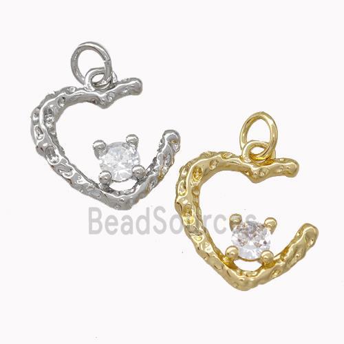 Copper Heart Pendant Pave Zirconia Mixed