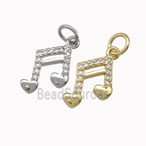 Musical Note Charms Copper Pendant Pave Zirconia Mixed