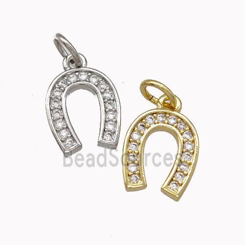 Copper Horseshoe Pendant Micro Pave Zirconia Mixed