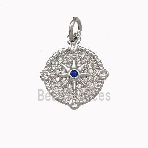 Copper Star Pendant Micro Pave Zirconia Coin Platinum Plated