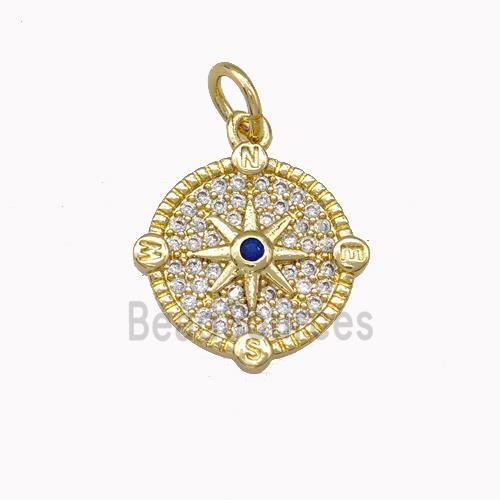 Copper Star Pendant Micro Pave Zirconia Coin Gold Plated