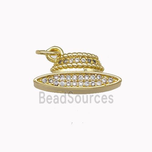 Copper Hat Charms Pendant Micro Pave Zirconia Gold Plated