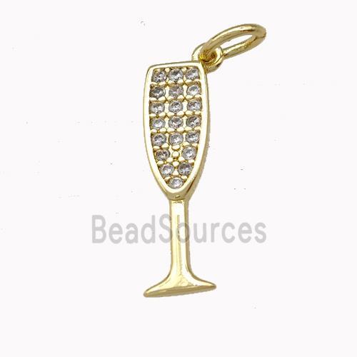 Wine Glass Charms Copper Goblet Pendant Micro Pave Zirconia Cup Gold Plated